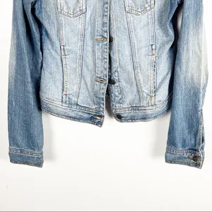 HOLLISTER Surf 1972 Light Wash Distressed Jean Jacket, Size Small thumbnail 7