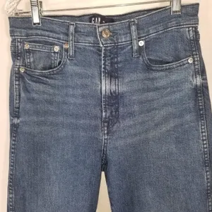 GAP High Rise Vintage Slim Jeans Size 4R 27 Dark Villa Wash Blue Stretch Denim thumbnail 11