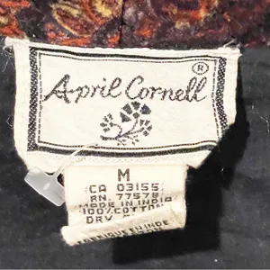 April Cornell Size Medium Red Orange Paisley‎ Velvet Button Front Lined Jacket thumbnail 3