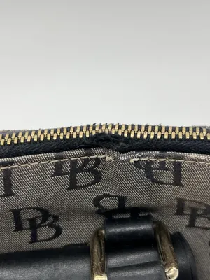 Dooney & Bourke Satchel Bag Womens Medium Gray Logo Canvas Leather Zip Purse thumbnail 7