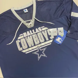 NFL Dallas Cowboys Jersey Starter Mesh Top Lace Up Neckline Blue White Large NWT thumbnail 2