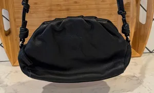 Black leather adjustable strap crossbody shoulder bag minimalist retro western thumbnail 2