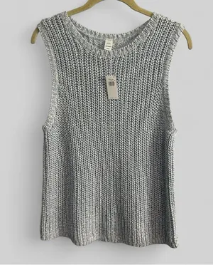 Old Navy New baby blue woven knit sweater vest ladies large preppy academia thumbnail 1