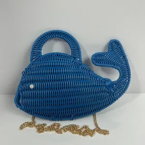 Tommy Bahama Blue Whale Wicker‎ Crossbody Bag Novelty Nautical Purse thumbnail 2