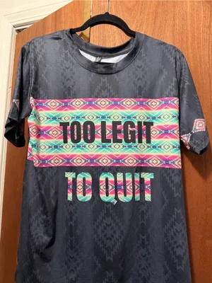 Sterling Kreek Too Legit to Quit Black Graphic Tee with Aztec Stripe thumbnail 2