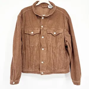 Princess‎ Polly Women Brown Western Boho Oversized Corduroy Trucker Jacket M/L thumbnail 3
