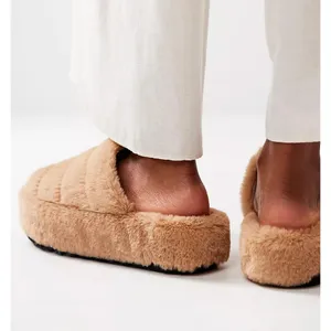 NWOT Free People - It’s A Vibe Platform Slippers Teddy Tan – Size 10 thumbnail 4