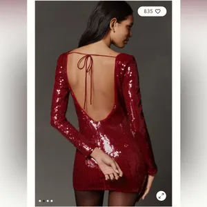 Anthro -Bardot Verona Long-Sleeve Sequin Mini Dress Size 10 thumbnail 3
