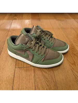 Size 8.5 US Air Jordan 1 Low SE Olive Brown Kelp FB9893-300 Green Brown Leather thumbnail 15