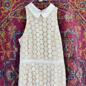 Anthropologie English Factory Flower Crochet Collar Sleeveless Fitted Dress thumbnail 2