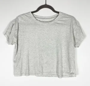 Lululemon Women's Cotton Stretch Crew Neck Short Sleeve Boxy Cropped Tee Shirt thumbnail 1