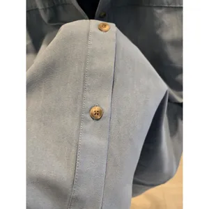 Joan Rivers Womens 1X Blue Faux Suede Button Down Shirt Long Sleeve Shacket Top thumbnail 5