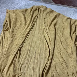 Free People Bohemian Sequin Day Dream Kimono Layering Gold Open‎ Front Wrap OS thumbnail 7