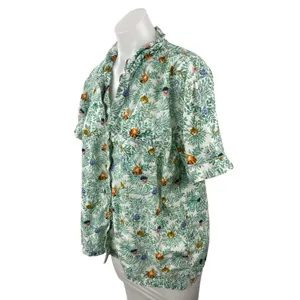 Roller Rabbit Women's Green Palm Tree Button Down Sleepwear Shirt Pajama Top XL thumbnail 3