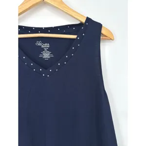 Croft & Barrow‎ Pajama Set Womens XL Navy Blue Polka Dot Tank Pants Sleepwear thumbnail 3