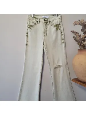 Sam Edelman Bay Flare Jeans Moss Green & Sand Sz 28 Grunge thumbnail 5