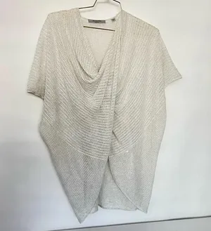 All Saints Itat Levita Twist Front Mesh Poncho Wrap Size X-Small Ivory/Beige thumbnail 2