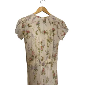 Polo Ralph Lauren Ivory Garden Floral Print Tie Neck Chiffon Maxi Dress Size XS thumbnail 14
