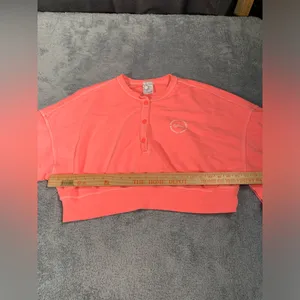 Aerie offline Coral Button-Up Cropped sweatshirt large thumbnail 4