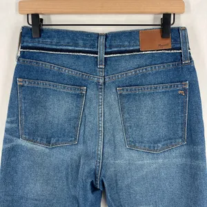 Madewell Retro‎ Cropped Bootcut Jeans Womens 26 Blue Denim Distressed Raw Hem thumbnail 4