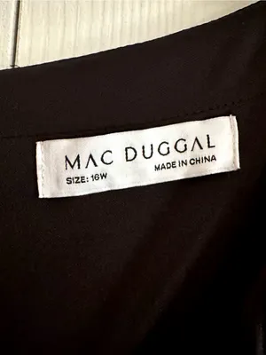 Mac Duggal Black V-Neck Long Sleeve Maxi Evening Gown Dress Plus 16W NEW 68442 thumbnail 8