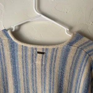 Billabong Striped Lace Up Knit Sweater Pullover Women M Blue Cream‎ Surfer Beach thumbnail 5