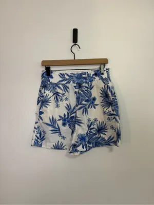 Talbots WASHED LINEN PULL-ON SHORTS - PAINTED PALMS thumbnail 2