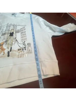 DKNY Dogs & The City Novelty Graphic cotton fleece sweatshirt Grunge White Sz L thumbnail 8