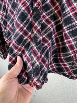 Harley Davidson Red Black Plaid Button Down Shirt Womens L Embroidered Flannel thumbnail 6