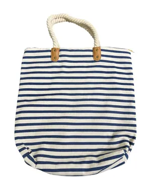 Summer & Rose Tote Bag Striped Nautical‎ Beach Rope Handles Zip Closure NWOT thumbnail 1