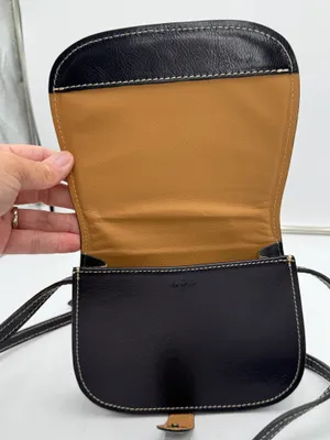 Vintage Firenze Fratellini Genuine Leather Black Crossbody Bag Made in Italy thumbnail 3
