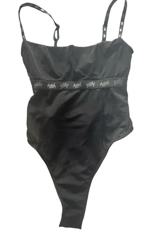 New!Yitty Spotlight Shaping Demi Cup Thong Bodysuit Black/Gold Shimmer Sz XS thumbnail 1
