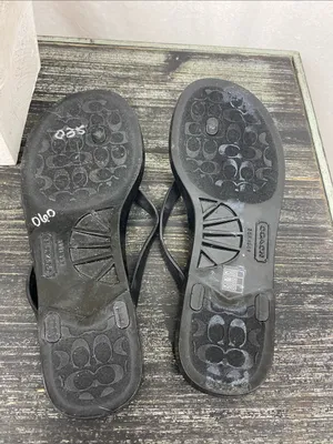 Coach Black & Gold Flip Flop Thong Shoes 6 thumbnail 5