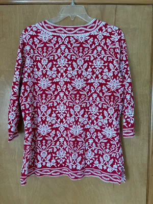 Talbots Red and White Floral Tunic Top thumbnail 4