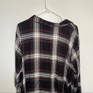 Alexander Jordan Womens Plus‎ Sz 1X Half Button Plaid Shirt Black Green Long Slv thumbnail 8