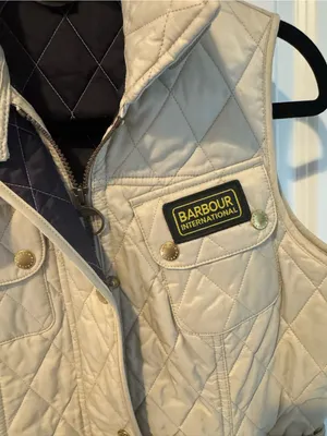 Barbour International Quilted Cream Belted Vest | Size 4 thumbnail 3