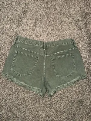 Free People We The Free Twenty-Seven Olive Green Distressed Shorts Size 27 thumbnail 3