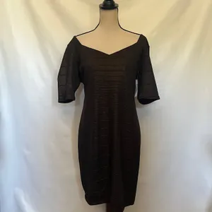 Bisou Bisou Y2K Metallic Ruched Dress Sz 14 Mob Wife Cocktail Club Brown Shimmer thumbnail 16