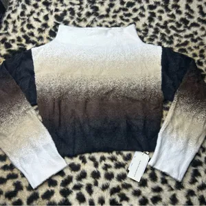 Commense Dawn Ombre Fuzzy Off The Shoulder Cropped Sweater XL NWT thumbnail 2