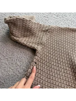 Old Navy Women’s Small Taupe Waffle Knit Tunic Sweater Cotton Viscose Crewneck thumbnail 6