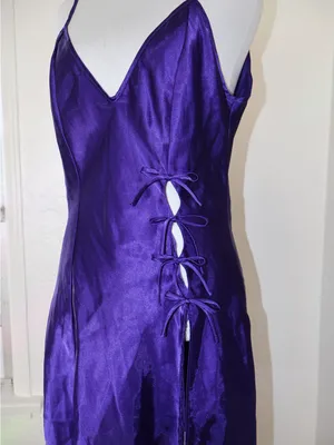 Vintage Fredericks of Hollywood Liquid Satin Lingerie Slip Small Deep Purple thumbnail 3