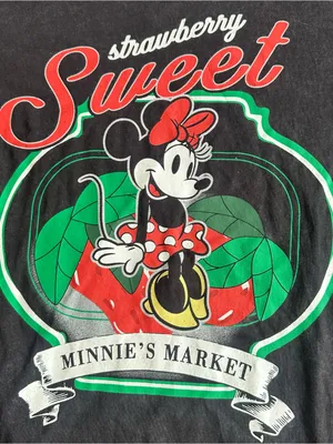 Disney Minnie Mouse Strawberry Sweet Black Graphic T-Shirt Large thumbnail 5