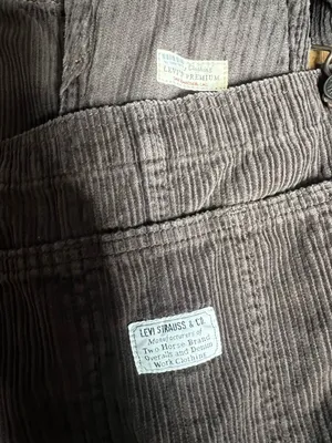 Levi’s Premium Wide Leg Corduroy Brown Overalls Women’s XS thumbnail 3