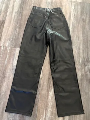 Abercrombie & Fitch the loose high rise faux leather black pant size 25 thumbnail 10