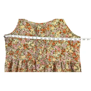 By The River Tiered Midi Dress L Multi Green Ditsy Floral Strappy Cottage Boho thumbnail 5