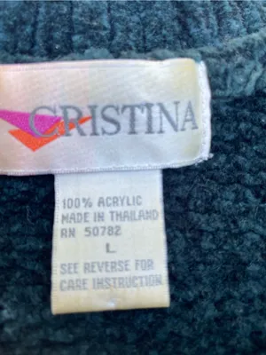 Vintage Cristina Fleece Fringe Pullover Sweater, Size L thumbnail 2