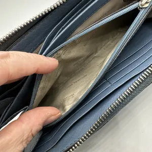 Michael Kors Jet Set Travel Zip Around Continental Wallet Blue Pebbled Leather thumbnail 13