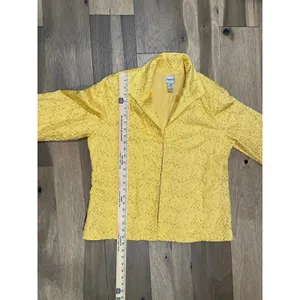 Chico’s Women’s (Size 3) XL Yellow Lightweight Cotton Jacket Gold Embroidered thumbnail 7