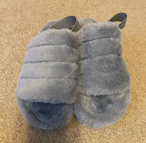 SheIn Gray Sling Back Fuzzy Slipper Shoe From thumbnail 2