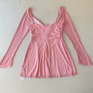 Marthea Mesh Mini Dress Womens Large Pink Tie Front Bell‎ Sleeve Coquette NWT thumbnail 10